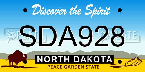 SDA928 North Dakota License Plate