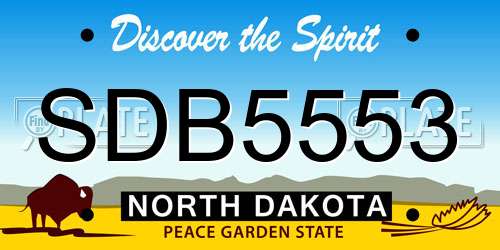 SDB5553 North Dakota License Plate