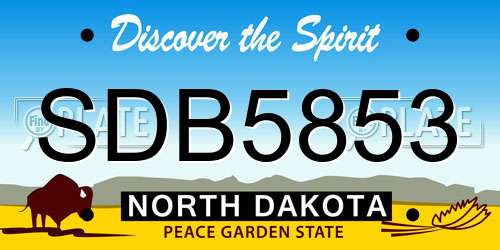 SDB5853 North Dakota License Plate