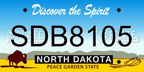 SDB8105 North Dakota License Plate