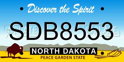 SDB8553 North Dakota License Plate