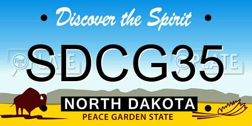 SDCG35 North Dakota License Plate