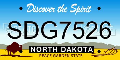 SDG7526 North Dakota License Plate