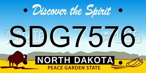 SDG7576 North Dakota License Plate