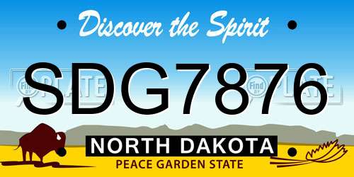 SDG7876 North Dakota License Plate