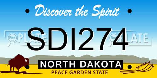 SDI274 North Dakota License Plate