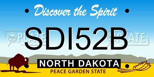 SDI52B North Dakota License Plate