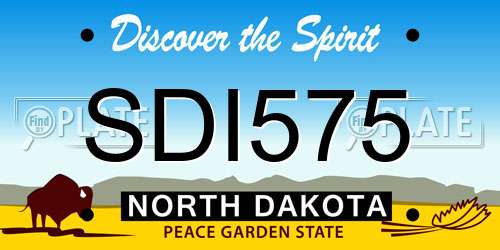 SDI575 North Dakota License Plate