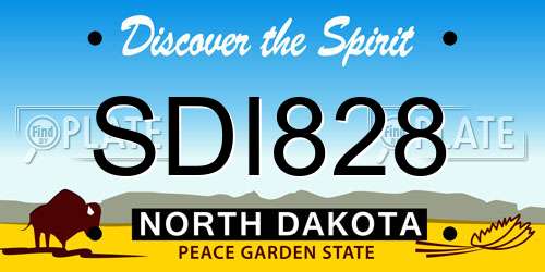 SDI828 North Dakota License Plate