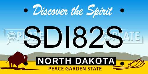 SDI82S North Dakota License Plate