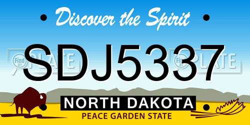 SDJ5337 North Dakota License Plate