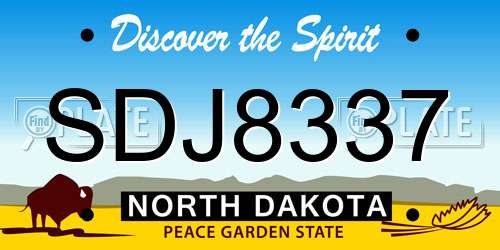 SDJ8337 North Dakota License Plate