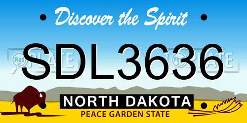 SDL3636 North Dakota License Plate