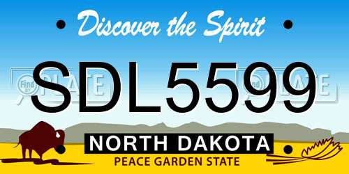 SDL5599 North Dakota License Plate
