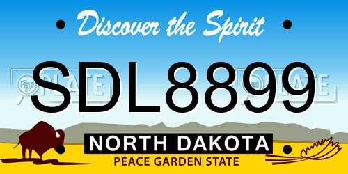 SDL8899 North Dakota License Plate