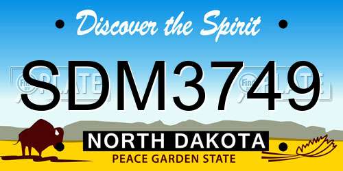 SDM3749 North Dakota License Plate
