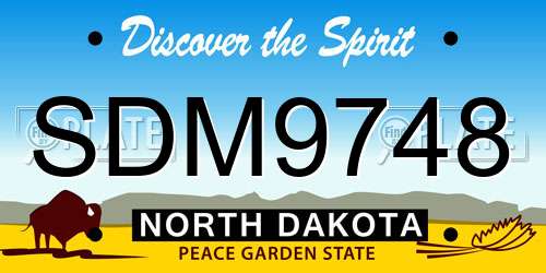 SDM9748 North Dakota License Plate