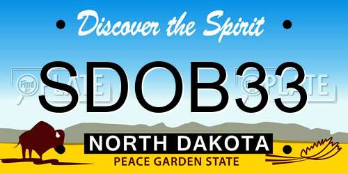 SDOB33 North Dakota License Plate