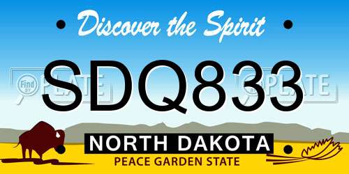 SDQ833 North Dakota License Plate