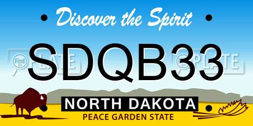 SDQB33 North Dakota License Plate