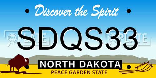 SDQS33 North Dakota License Plate