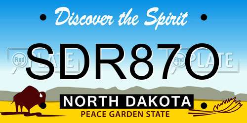 SDR87O North Dakota License Plate