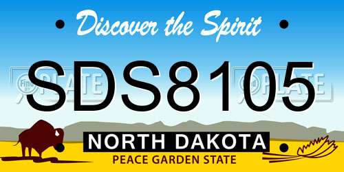 SDS8105 North Dakota License Plate