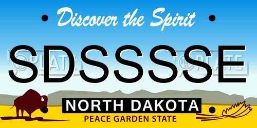 SDSSSSE North Dakota License Plate