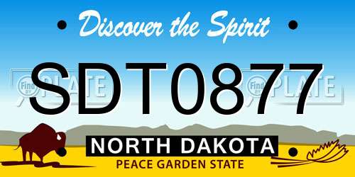 SDT0877 North Dakota License Plate