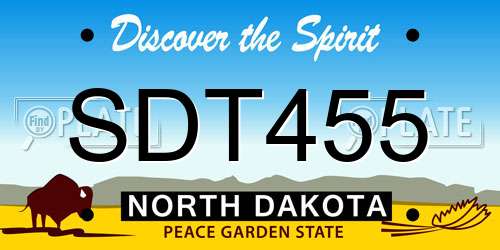 SDT455 North Dakota License Plate