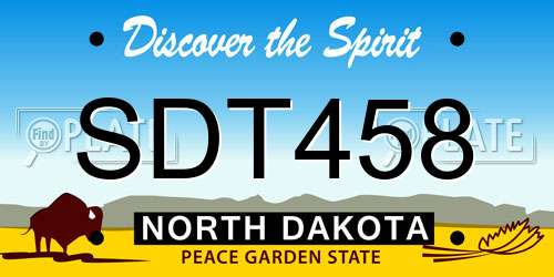 SDT458 North Dakota License Plate