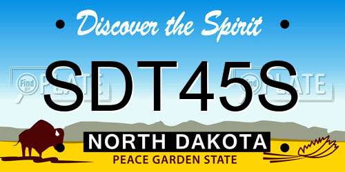 SDT45S North Dakota License Plate