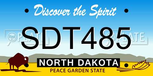 SDT485 North Dakota License Plate