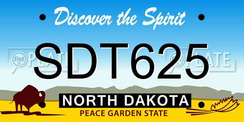 SDT625 North Dakota License Plate