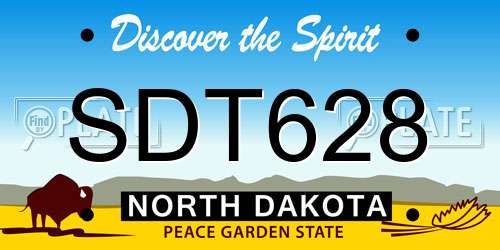 SDT628 North Dakota License Plate