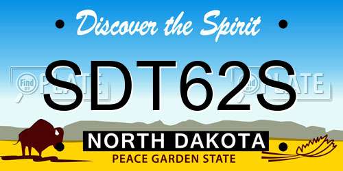 SDT62S North Dakota License Plate