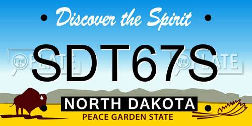 SDT67S North Dakota License Plate