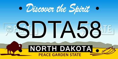 SDTA58 North Dakota License Plate
