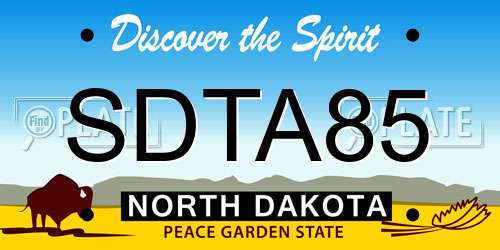 SDTA85 North Dakota License Plate