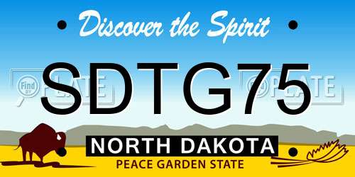 SDTG75 North Dakota License Plate