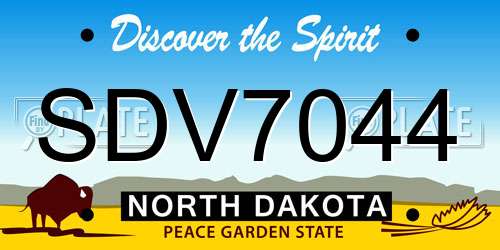 SDV7044 North Dakota License Plate