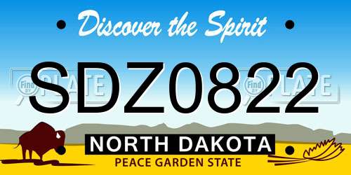 SDZ0822 North Dakota License Plate