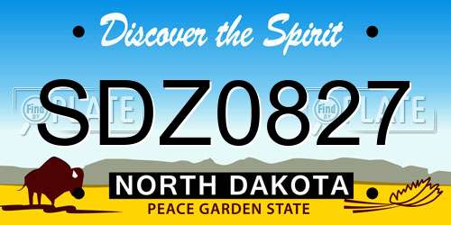 SDZ0827 North Dakota License Plate