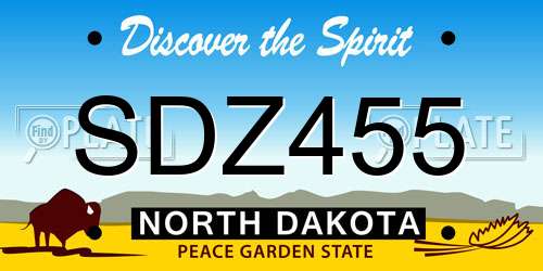 SDZ455 North Dakota License Plate
