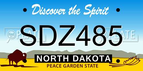 SDZ485 North Dakota License Plate