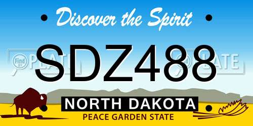 SDZ488 North Dakota License Plate