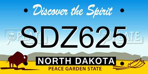 SDZ625 North Dakota License Plate