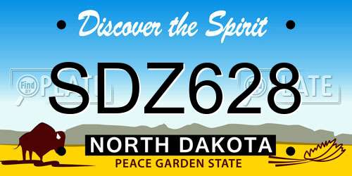 SDZ628 North Dakota License Plate