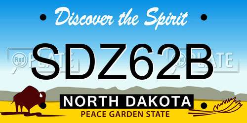 SDZ62B North Dakota License Plate