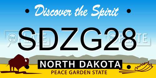 SDZG28 North Dakota License Plate